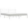 Cadre de lit métal sans matelas et tête de lit blanc 193x203 cm 