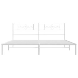 Cadre de lit métal sans matelas et tête de lit blanc 193x203 cm 