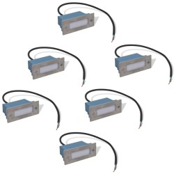 Lampes LED encastrée d'escalier 6 pcs 44x111x56 mm 