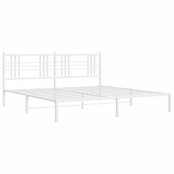 Cadre de lit métal sans matelas et tête de lit blanc 180x200 cm 