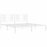 Cadre de lit métal sans matelas et tête de lit blanc 180x200 cm 