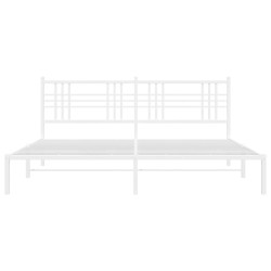 Cadre de lit métal sans matelas et tête de lit blanc 180x200 cm 