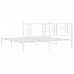Cadre de lit métal sans matelas et tête de lit blanc 180x200 cm 