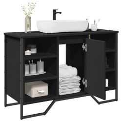 Armoire lavabo de salle de bain noir 91x35x60 cm 