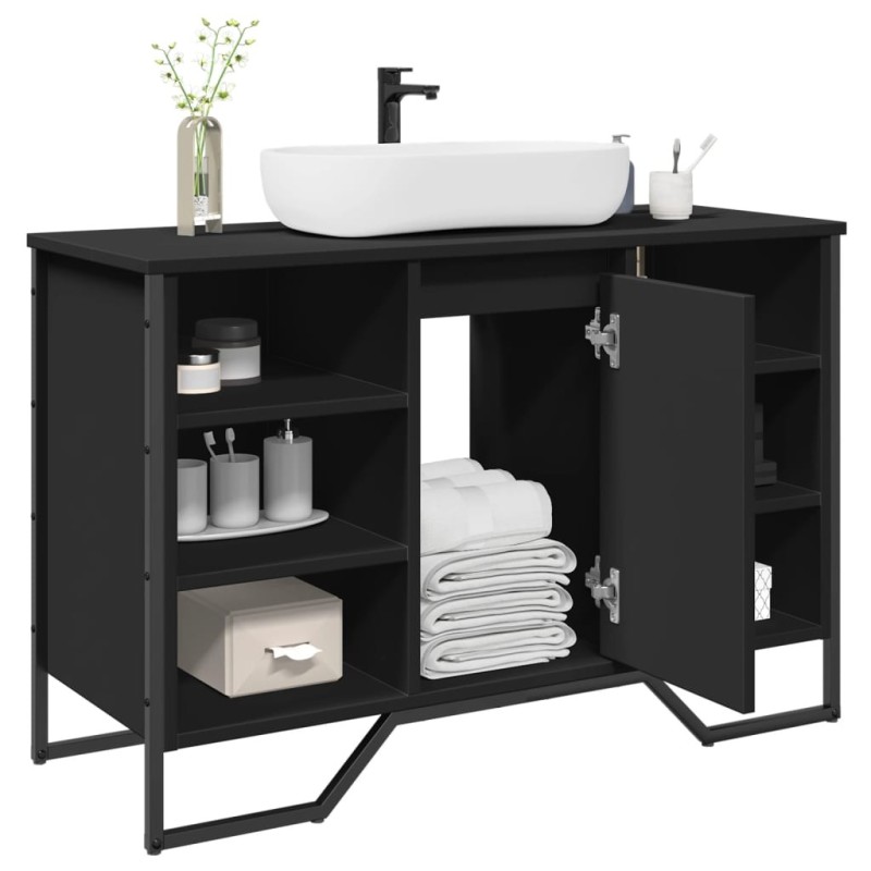 Armoire lavabo de salle de bain noir 91x35x60 cm Armoire lavabo de salle de bain noir 91x35x60 cm