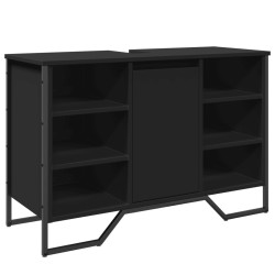 Armoire lavabo de salle de bain noir 91x35x60 cm 