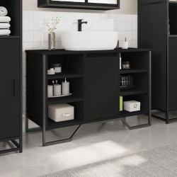 Armoire lavabo de salle de bain noir 91x35x60 cm 