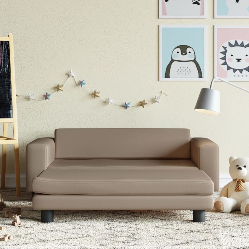 Canapé avec repose-pied pour enfants cappuccino 100x50x30 cm 