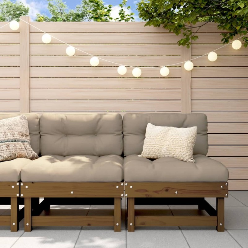 Canapés centraux de jardin 2 pcs marron miel bois de pin solide 