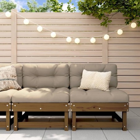 Canapés centraux de jardin 2 pcs marron miel bois de pin solide 