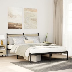 Cadre de lit en métal sans matelas chêne sonoma 150x200 cm 