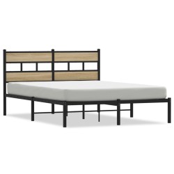Cadre de lit en métal sans matelas chêne sonoma 150x200 cm 