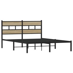 Cadre de lit en métal sans matelas chêne sonoma 150x200 cm 