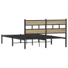Cadre de lit en métal sans matelas chêne sonoma 150x200 cm 