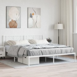 Cadre de lit métal sans matelas et tête de lit blanc 180x200 cm 