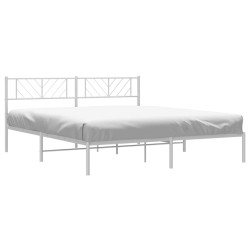 Cadre de lit métal sans matelas et tête de lit blanc 180x200 cm 