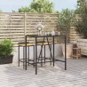 Table de bar et dessus en verre noir 110x70x110 cm poly rotin 
