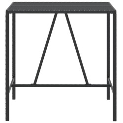 Table de bar et dessus en verre noir 110x70x110 cm poly rotin 