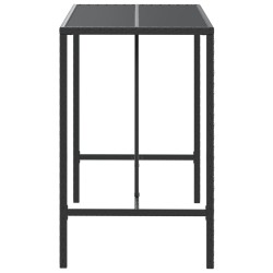 Table de bar et dessus en verre noir 110x70x110 cm poly rotin 