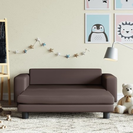 Canapé avec repose-pied pour enfants marron 100x50x30 cm 