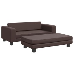 Canapé avec repose-pied pour enfants marron 100x50x30 cm 