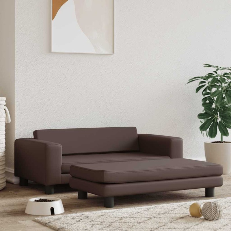 Lit pour chien avec extension marron 100x50x30 cm similicuir 