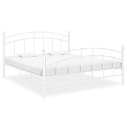 Cadre de lit sans matelas blanc métal 200x200 cm 
