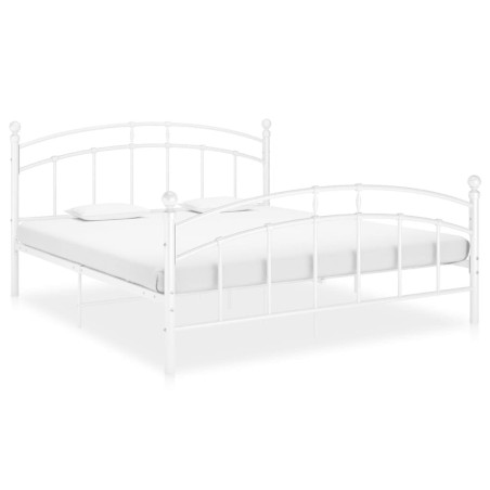 Cadre de lit sans matelas blanc métal 200x200 cm 
