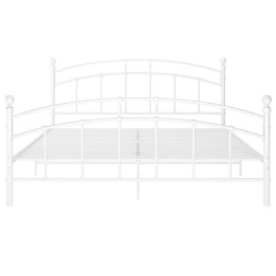 Cadre de lit sans matelas blanc métal 200x200 cm 