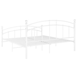 Cadre de lit sans matelas blanc métal 200x200 cm 