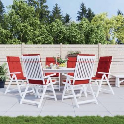 Coussins de chaise à dossier haut lot de 6 rouge tissu oxford 