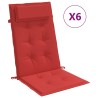 Coussins de chaise à dossier haut lot de 6 rouge tissu oxford 