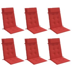 Coussins de chaise à dossier haut lot de 6 rouge tissu oxford 