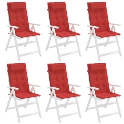 Coussins de chaise à dossier haut lot de 6 rouge tissu oxford 
