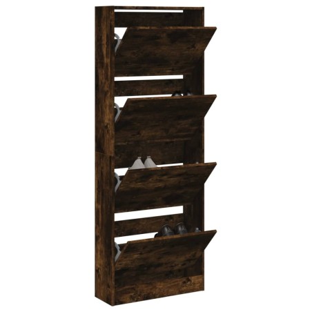 Armoire à chaussures chêne fumé 60x21x163,5 cm bois ingénierie 