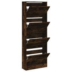 Armoire à chaussures chêne fumé 60x21x163,5 cm bois ingénierie 