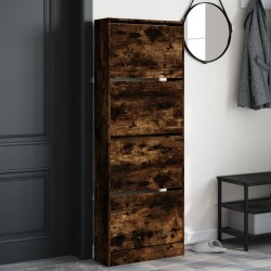 Armoire à chaussures chêne fumé 60x21x163,5 cm bois ingénierie 
