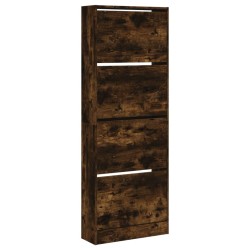 Armoire à chaussures chêne fumé 60x21x163,5 cm bois ingénierie 