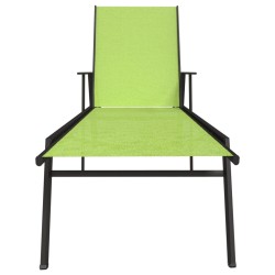 Chaise longue acier et tissu textilène vert 