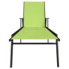 Chaise longue acier et tissu textilène vert 
