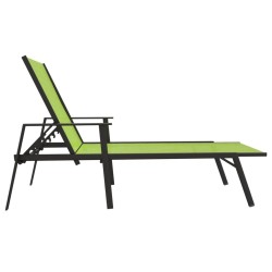 Chaise longue acier et tissu textilène vert 