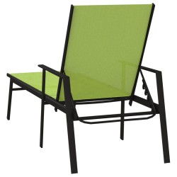 Chaise longue acier et tissu textilène vert 