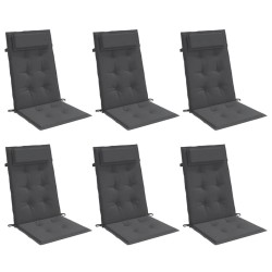 Coussins de chaise à dossier haut lot de 6 anthracite 
