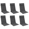 Coussins de chaise à dossier haut lot de 6 anthracite 