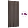 Panneaux de toiture 36 pcs Acier enduit de poudre Brun 80x36 cm 