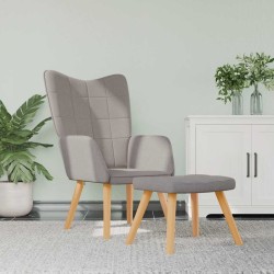 Chaise de relaxation avec tabouret Taupe Tissu 
