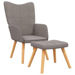 Chaise de relaxation avec tabouret Taupe Tissu 
