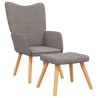 Chaise de relaxation avec tabouret Taupe Tissu 