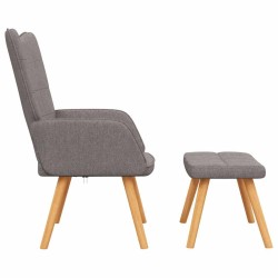 Chaise de relaxation avec tabouret Taupe Tissu 