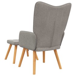Chaise de relaxation avec tabouret Taupe Tissu 